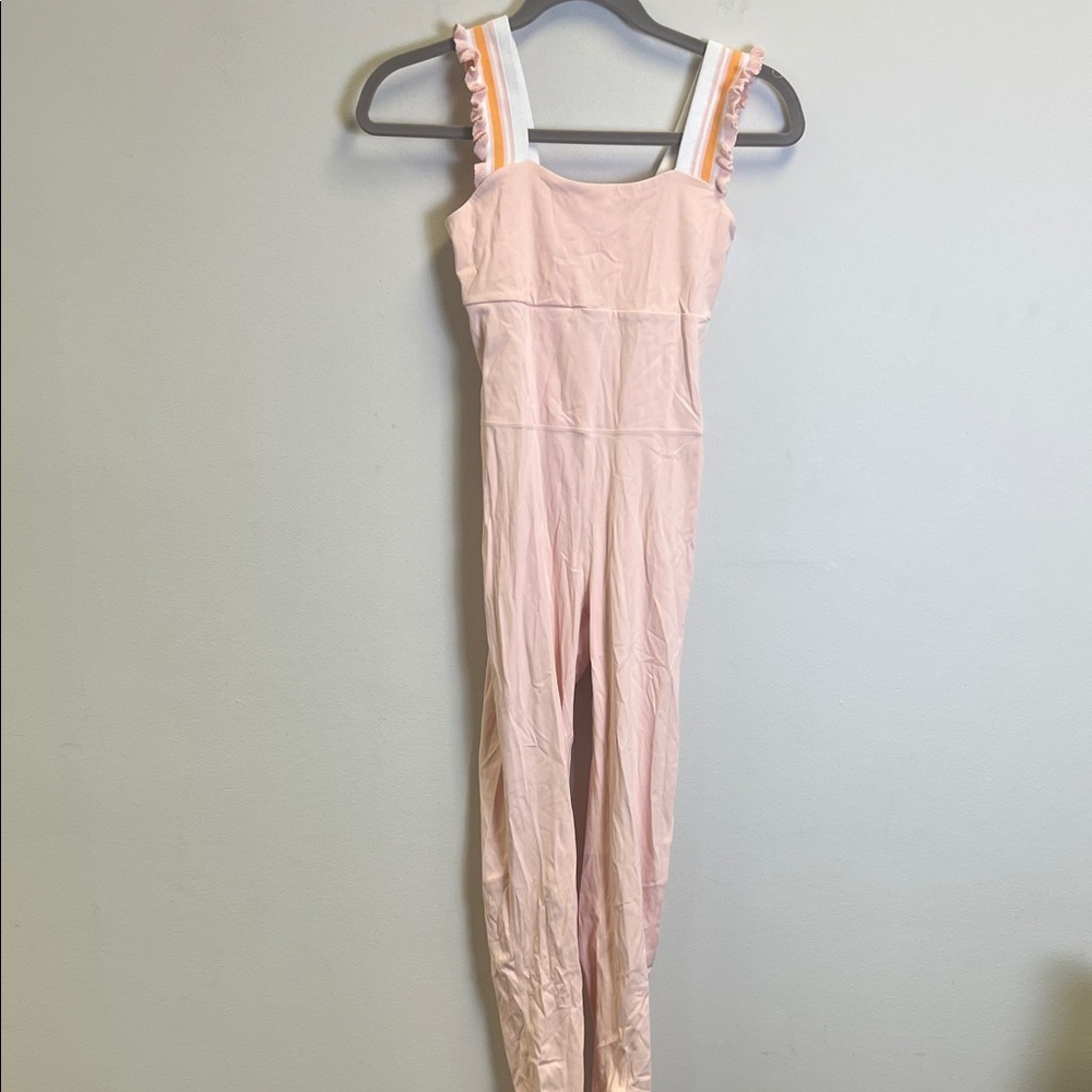 Chic Pink Jumpsuit with Ruffled Straps